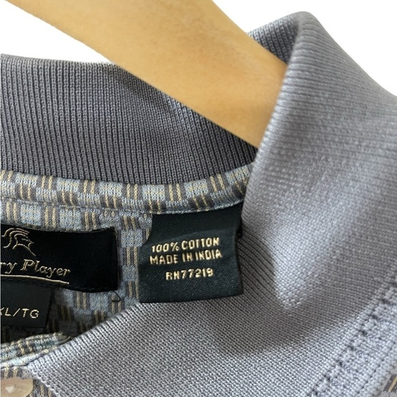 Gary Player Men’s XL Golf Polo 3 button gray blue pattern 100% cotton casual - Picture 4 of 6
